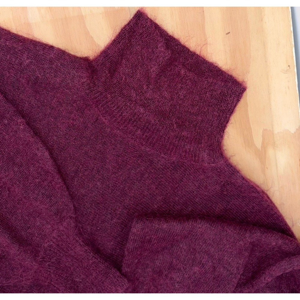7 For All‎ Mankind Sweater Womens XS Burgundy Mohair Wool Mock Neck Dolman